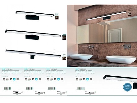 ZIDNA LED LAMPA ZA KUPATILO 11W CRNA PANDELLA 2 60CM 99731 IP44 EGLO