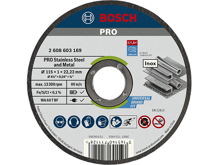 Bosch PRO Stainless Steel and Metal rezna ploča 115x1 mm WA 60 T BF ravna