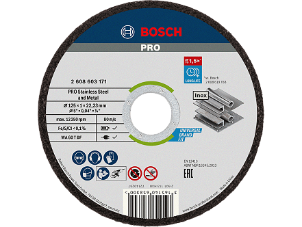 Bosch PRO Stainless Steel and Metal rezna ploča 125x1 WA 60 T BF ravna