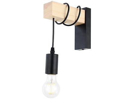 ALOHA-1 Zidna lampa 1xE27 crna-drvo