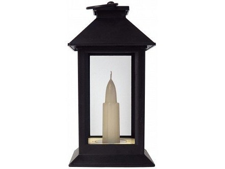 LED fenjer sa imitacijom svece 17cm crna