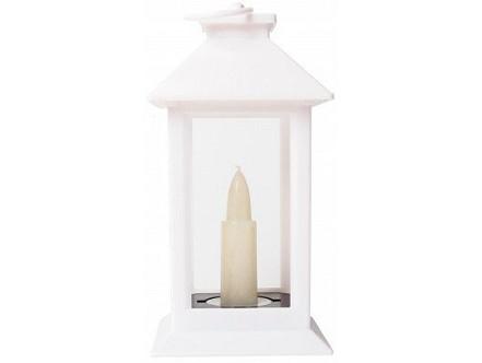 LED fenjer sa imitacijom svece 17cm bela