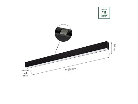 LED VISILICA LUSTER ZA KANCELARIJE 36W NW CRNA SPECTRUM