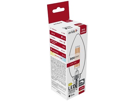 LED Filament sveca 5.9W E14 WW 2700K 806lm Dimm.
