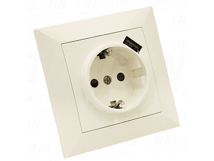 Upustena prikljucnica sa USB portom1×16A/250VAC. 2P+E. USB5V