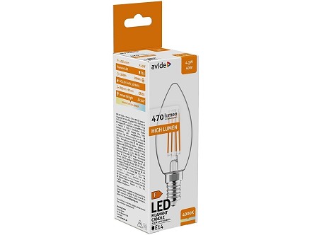 LED Filament sveca 4.5W E14 NW 4000K 470lm