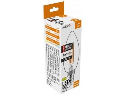 LED Filament sveca 4.9W E14 NW 4000K 806lm