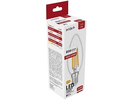 LED Filament sveca 6.5W E14 WW 2700K 806lm