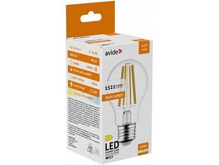 LED Filament lopta 10.5W E27 A70 NW 4000K 1521lm