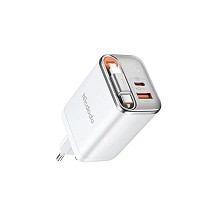 MCDODO CH-4103 ZIDNI PUNJAČ 67W 1C+1A GaN SA UGRADJENIM KABLOM USB-C NA IZVLAČENJE 65cm, Beli