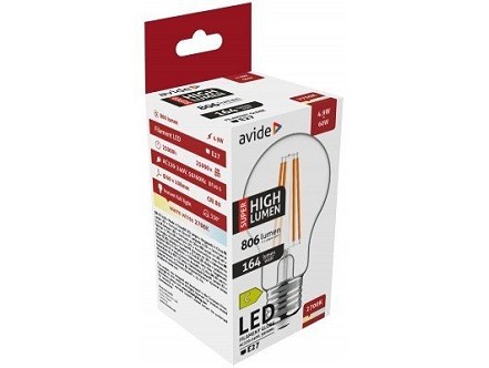 LED Filament lopta 4.9W E27 A60 WW 2700K 806lm