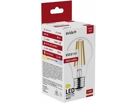 LED Filament lopta 10.5W E27 A65 WW 2700K 1521lm