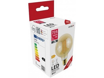 LED Filament lopta G95 7W Amber E27 WW 2500K