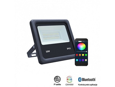 LED REFLEKTOR 30W BR-FL30W-04AZ CRNI RGB-WW-CW BLUETOOTH BBLINK