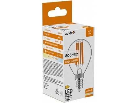 LED Filament lopta Mini 6.5W E14 NW 4000K 806lm