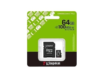 Kingston Micro SD 64GB + SD adapter Canvas Select Plus SDCS3