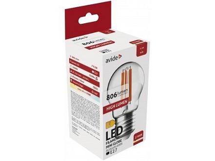 LED Filament lopta Mini 6.5W E27 WW 2700K 806lm