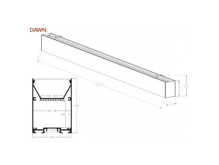 VISILICA ZA KANCELARIJE LED 40W NW 4000K 120cm LT-T 020 B CRNA