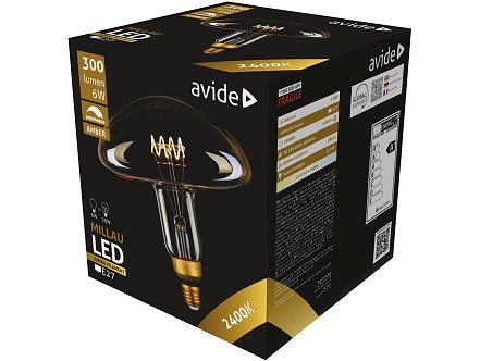 LED Filament Jumbo Millau Amber 6W 200x210mm E27 2400K Dimm