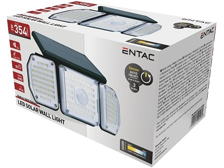Solarna zidna lampa 2W SMD 3 glave sa senzorom IP44 crna