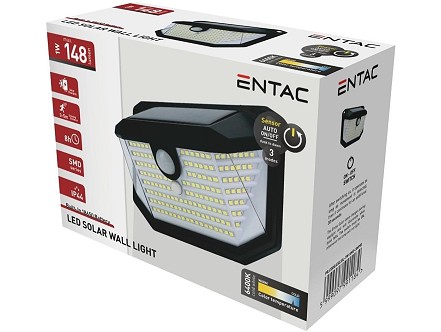 Solarna zidna lampa 1W SMD 3 moda sa senzorom IP44 6400K