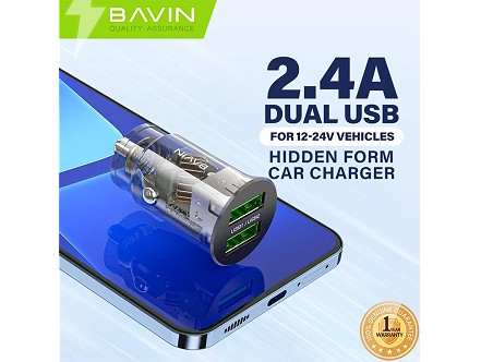 Bavin Auto punjač 2*Usb A + kabl Lightning PC887-I crna