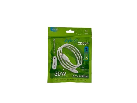 Bavin kabl pleteni 30W  1m Type C-Lightning bela - CB384PD