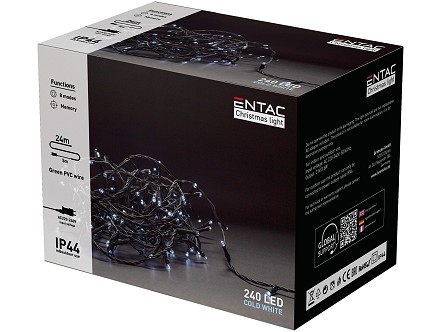 LED 240 Bozicni svetlosni venac IP44 24m 6400K 220V