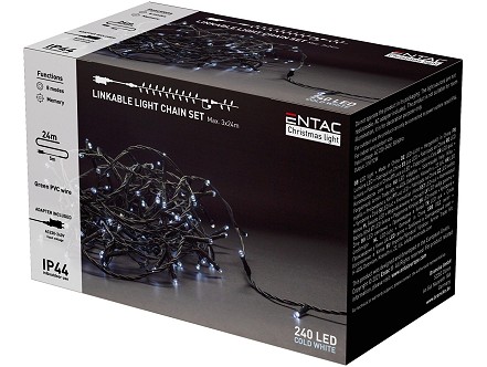 LED 240 Bozicni venac IP44 sa nastavkom CW 24m + adapter