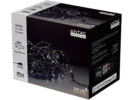 LED 240 Bozicni svetlosni venac IP44 24m 3000K 220V