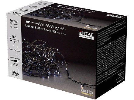 LED 240 Bozicni venac IP44 sa nastavkom WW 24m + adapter