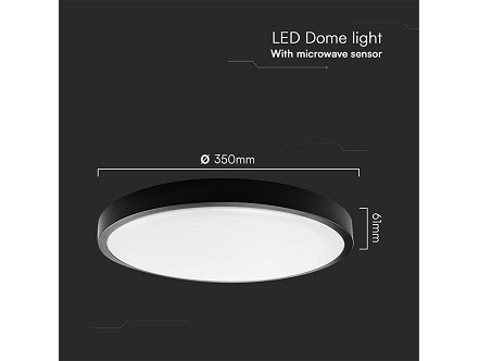 LED PLAFONJERA SA MICROWAVE SENZOROM POKRETA I DALJINSKIM 24W 2400lm 4000K IP44 RD CRNA VTAC