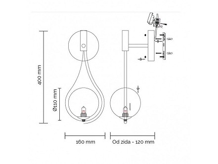 ZIDNA LAMPA 1XG9 VESTA 576 MESING BBLINK