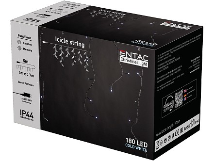 LED 180 Bozicni venac Ledenica IP44 6400K 4m 220V