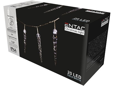 LED 20 Bozicni venac Ledenica IP44 11cm 6400K 3m 3xAA