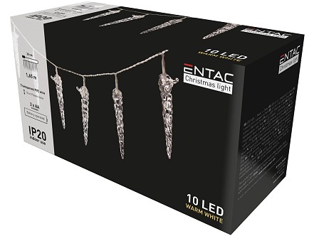 LED 10 Bozicna plasticna IP20 Ledenica 11cm 1.65m 2xAA