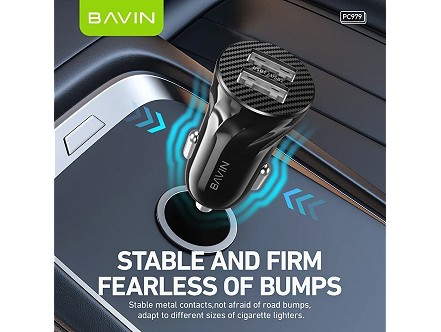 Bavin Auto punjač 2xUSB + kabl Micro crna - PC979