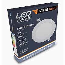 LED panel 3W ugradni 6500K okrugli Vista light