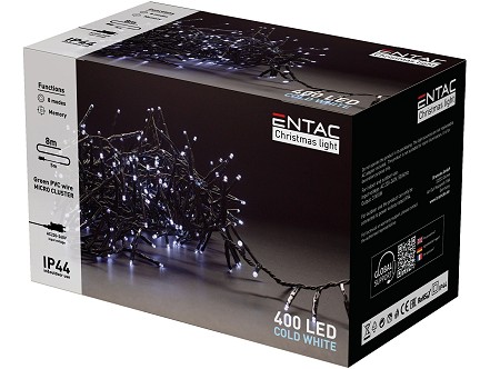 LED 400 bozicno svetlo IP44 mikro grupisano CW 6400K 8m