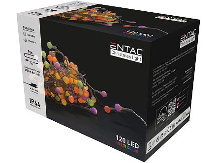LED 120 Bozicni venac Kuglice 15mm IP44 9m Multicolor 220V