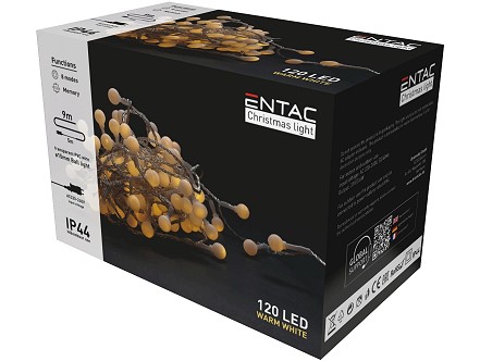LED 120 Bozicni venac Kuglice 15mm IP44 9m WW 220V