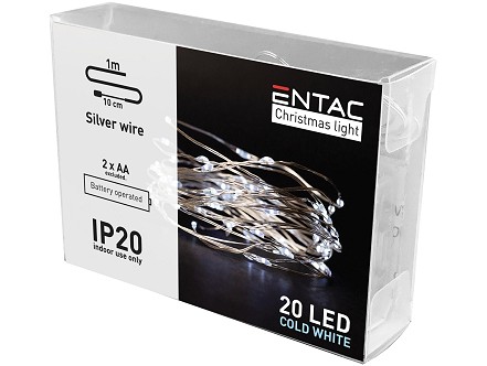 LED 20 Bozicni zicani venac IP20 6400K 1m 2xAA