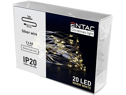 LED 20 Bozicni zicani venac IP20 3000K 1m 2xAA