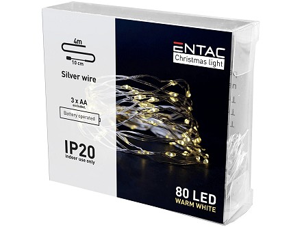 LED 80 Bozicni svetlosni venac IP20 3000K 4m 3xAA