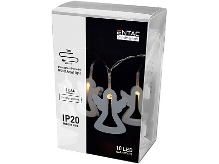 LED 10 Bozicni venac Drveni andjeo IP20 WW 1m 2xAA