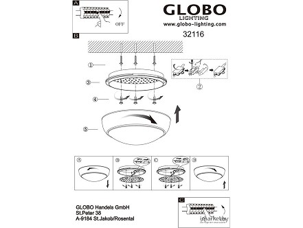 SPOLJNA PLAFONJERA LED 18W JOHN 32116 IP44 GLOBO
