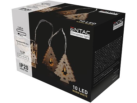 LED 10 Bozicna Drvena jelka IP20 WW 1.65m 2xAA