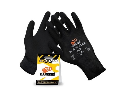ZAŠTITNE RUKAVICE DANKERS BLACK STAR BL, PU, CRNE BOJE VELIČINA 10