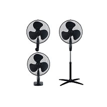 NIAROS "KURELI" Ventilator 3U1, PODNI, ZIDNI I STONI, PREČNIK 43CM, 45W, CRNI