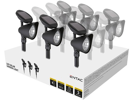 Bastenska lampa solarna 32cm IP44 plastika reflektor PAK-12